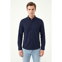 Advante Erkek Spor Slim Fit Uzun Kol Petek Dokulu Gömlek Bgl-st05482 Lacivert