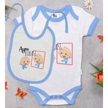 Bk Kids Aynı Bubası Tasarımlı Mavi Bebek Body Zıbın Ve Mama Önlüğ Çok Renkli