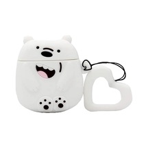 E2m Apple Uyumlu AirPods 1-2 Kılıf Bare Bear Beyaz