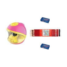 Keyroad Pilli Otomatik Kalemtraş Pembe Seti : Bronz