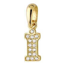 Goldkupe 14 Ayar Altın İ Harfi Taşlı Kolye Ucu 0,45 Gr-6343 Altın