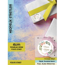 Suluboya Çiçek Modeli 3, Etiket Modeli Ürünlerinize Özel 4cm - 110 Adet Folyo Sticker Renkli