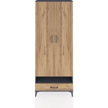 Arges Dolap 6 Raflı Tek Çekmeceli 2 Kapaklı 88x30x221 Antrasit-çam Antrasit