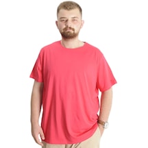 Mode XL Büyük Beden Erkek T-shirt Basic 20031 Mercan 001