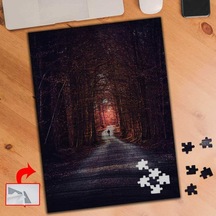 Ağaçlı Yol Kırmızı Yaprak Bitki 240 Parça Puzzle Yapboz Tablo-a060