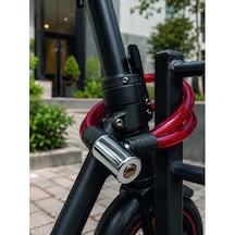 Metal Kilit Başlıklı Dayanıklı Bisiklet Ve Scooter Güvenlik Kilidi - Lisinya Kırmızı