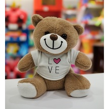 Love Tasarım Baskılı Tişörtlü Peluş Ayı Oyuncak Sevgiliye Hediye