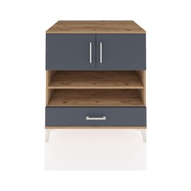 Kronos Şifonyer 4 Raflı Tek Çekmeceli 2 Kapaklı 88x59x96 Çam-antrasit Atlas Çam