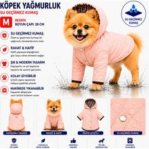 Köpek Yağmurluk M Beden Boyun Çapı 28 Cm Su Geçirmez Kapüşonlu Çıtçıtlı - Pembe