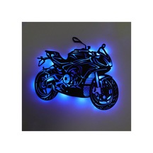 Led Işıklı Motor Dekoratif Tablo Duvar Dekorlu Gece Lambası Mavi - 743250974 Mavi