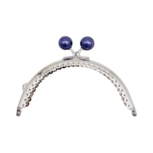 Angel Çanta Aksesuar 10.5 Cm Gümüş Metal Lacivert Toplu Oval Cüzdan Klipsi Çanta Bursu Model 2