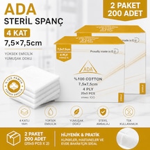 Ada Steril Spanç 4 Kat 7,5 x 7,5cm 100'lü 2 Paket