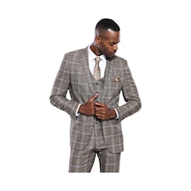 Wessi Kareli Slim Fit Bej Erkek Ceket - Wessi Bej