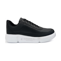 Günlük Erkek Spor Ayakkabı Bağcıklı Dikiş Detaylı Hafif Kalın Yüksek Taban Sneaker Mc06 Siyah Beyaz