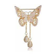 Novahub Altın Lüks Kelebek Tarzı Bakır Broş Iğneler Parlak Böcek Korsaj Kızlar Parti Takı Altın Altın