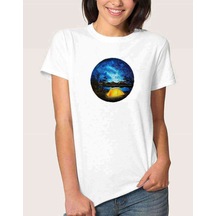 Watercolor Camp Kadın Beyaz Tshirt
