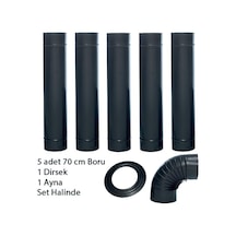Mat Siyah Emaye Soba 13 Cm Borusu 6 Lı Set Ayna