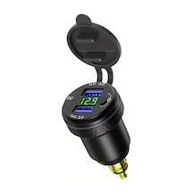 Motion003 Çift Hizli Sarj Cihazi 3.0 Usb Led Ekranli Alüminyum Dın Hella Fiş 12v-24v Yeşil