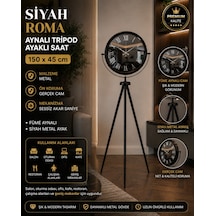 Siyah Roma Aynalı Tripod 150 X 45 Cm Ayaklı Saat