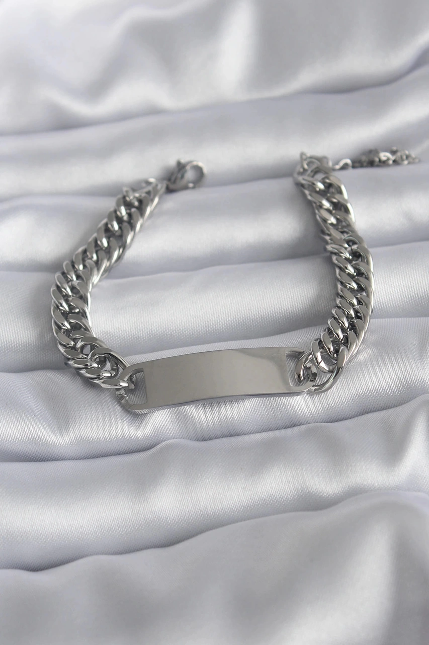 Dodes 316l Çelik Gümüş Renk İsim Yazılabilir Plaka Model Kadın Bileklik Tg27bb5743 Çok Renkli