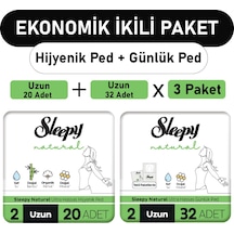 Sleepy Natural Ultra Ped Uzun 20'li + Uzun Günlük Ped 3 x 32'li