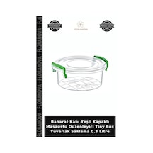 Baharat Kabı Yeşil Kapaklı Masaüstü Düzenleyici Tiny Box Yuvarlak Saklama 0.3 Litre Çok Renkli
