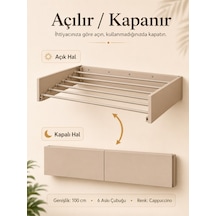 Çamaşır Kurutma Askılığı Katlanır Duvara Monte Balkon Banyo Askılık Duvar Tipi Yer Tasarruflu Kurutmalık 100 Cm Belize Cappucino