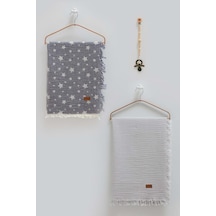 Caramell Basıc İkili Müslin Battaniye Emzik Askısı Üçlü Kutulu Set-100x120 Cm Crml.v4.2487 Gri