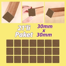Yapışkanlı Kare Keçe Masa Sandalye Parke Zemin Ayak Koruyucu Kaydırmaz Keçesi 30x30 Mm 21'li Paket