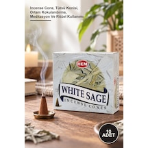 10 Adet White Sage Aromalı Konik Tütsü Incense Cone, Tütsü Konisi, Ortam Kokulandırma, Meditasyon Ve Ritüel Kullanımı