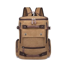 C-active Büyük Boy Erkek Sırt Çantası Kanvas Kumaş 1258 07 Açık Kahve Kahverengi