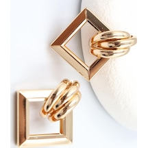 Gold Çelik Küpe 4 Cm Çok Renkli