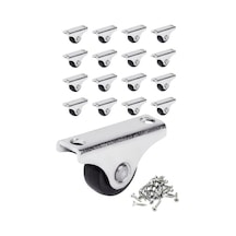 Mini Sabit Mobilya Tekerlekleri, Siyah, 4cm X 2.2cm, 15 Kg Taşıma Kapasitesi, 19mm Makara Çapı, Sehpa Ve Komidin İçin, Vidalar Dahil, 16 Adet