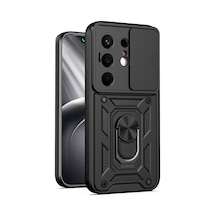 Gpack Tecno Camon 50 Kılıf Pars Standlı Yüzüklü Sürgülü Vega Siyah