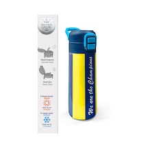 Coral High Kids Sarı Lacivert Çubuklu Pipetli Ve Direkt İçim Çelik Termos 500 Ml 31791 Çok Renkli