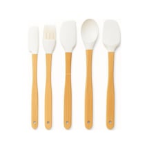 Busstier 5 Li Silikon Spatula Seti Bambu Saplı Mutfak Gereçleri Isıya Dayanıklı Yapışmaz Hamur Bej