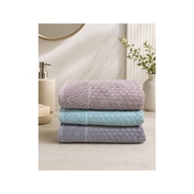 Gonca Kristal Desenli Renkli Havlu 50x90 Cm 3'lü Set %100 Pamuk - Lilac Coast Çok Renkli