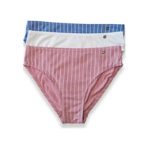Kom Stripe 3'lü Kadın Bikini Külot 001
