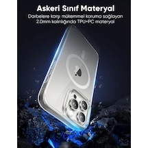 İphone 17 İçin Origin+ Serisi Magsafe İle Uyumlu Crystal Clear Ultra Şeffaf Hybrid Materyal Kılıf Yarı Yumuşak Yarı Sert Dayanıklı Kılıf Kapak Ultra Şeffaf, 17 50 x 22