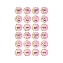 Sarı Pembe 4x4 Cm Orkideli Teşekkür Ederiz-yuvarlak Yapışkanlı Ürün Ambalaj,paket Etiketi-pp-96 Adet