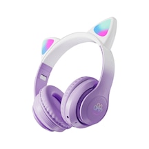 Kulak Üstü Bluetooh Kulaklık Rgb Işıklı Katlanabilir Stero Oyun Ve Müzik Kulaklığı Mor - 605390252