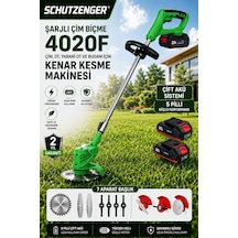 Schutzenger 4020F Şarjlı Ot Çim Biçme Kenar Kesme Makinesi 5 Pilli 2 Batarya 7 Başlıklı Şarjlı Tırpan Yeşil