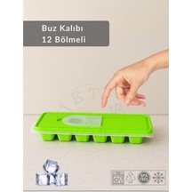 12 Bölmeli Buz Kalıbı Esnek Silikon Buz Küpü Bpa Free Kare Bas Parmak Buzluk 3x3 Yeşil Silikon Yeşil Diğer
