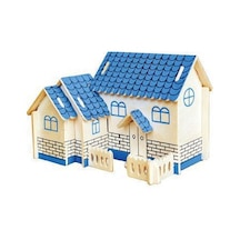 İdeal 3D Büyük Ahşap Maket 3D Mavi Ev Woodcraft Construction