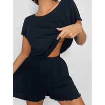O.sch Viskon Şortlu Pijama 261882014 Siyah