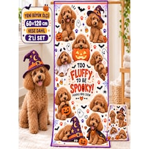 Kedi & Köpek Kurulama Havluları Poodle Halloween Büyük Boy Hızlı Kuruyan 60x120cm