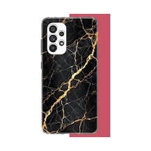 Samsung Galaxy A23 Uyumlu Altın Diyagonal Baskılı Silikon Kılıf Renkli