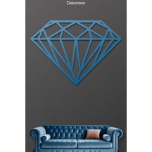 Elmas Geometrik Metal Duvar Tablosu - Metal Duvar Sanatı - Mavi - 35 X 50 Cm