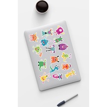 Renkli Canavarlar Sticker Seti Laptop Ajanda Pc Tablet Telefon Defter Etiket Bullet Journal Diğer
