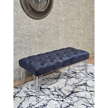 Zafir Krom Tel Ayaklı 90 Cm Puf Bench - Puf - Bench - Kasalı Oturak - Oturak - Yatak Ucu Puf Füme